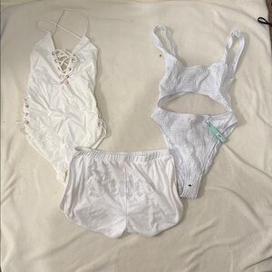 White Swimsuit and Short LOT set